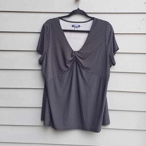 Chaps Black White Polka Dot Knit Top size 1X
